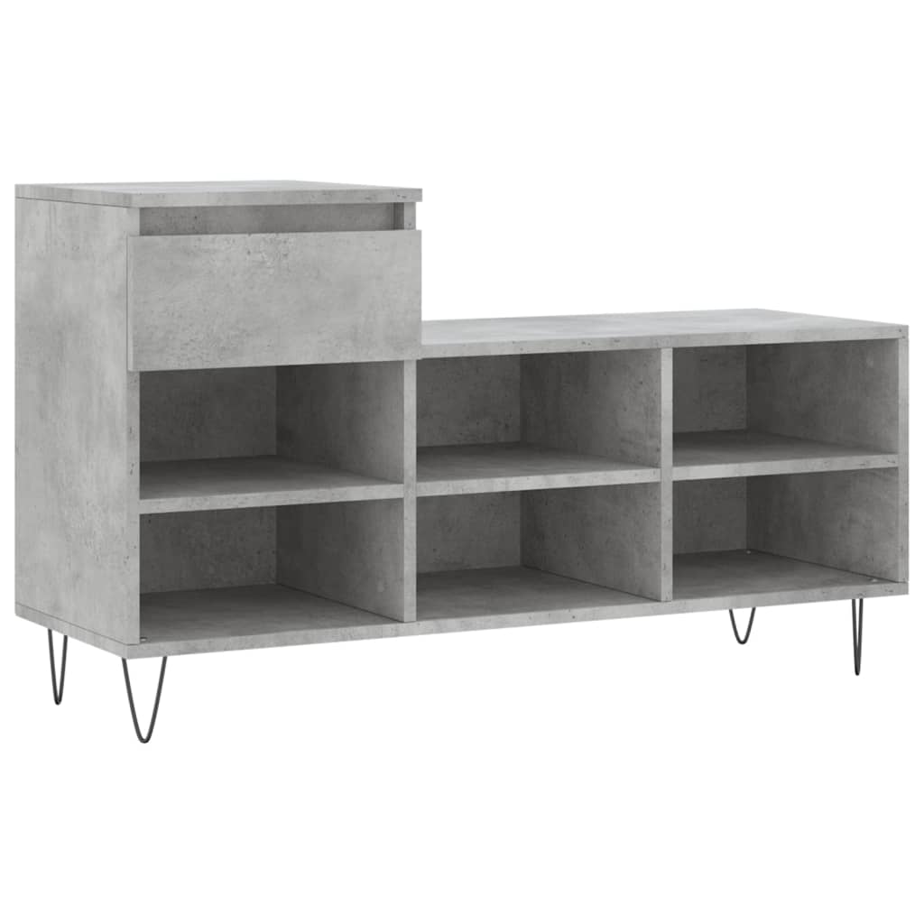betonszürke szerelt fa cipőszekrény 102x36x60 cm