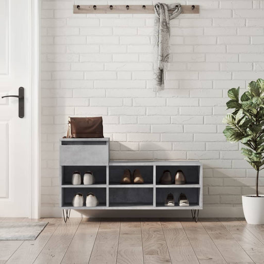 betonszürke szerelt fa cipőszekrény 102x36x60 cm