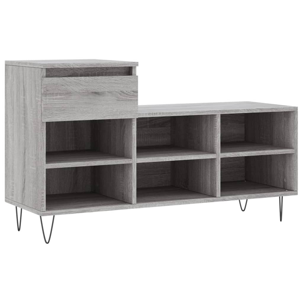 szürke sonoma színű szerelt fa cipősszekrény 102x36x60 cm