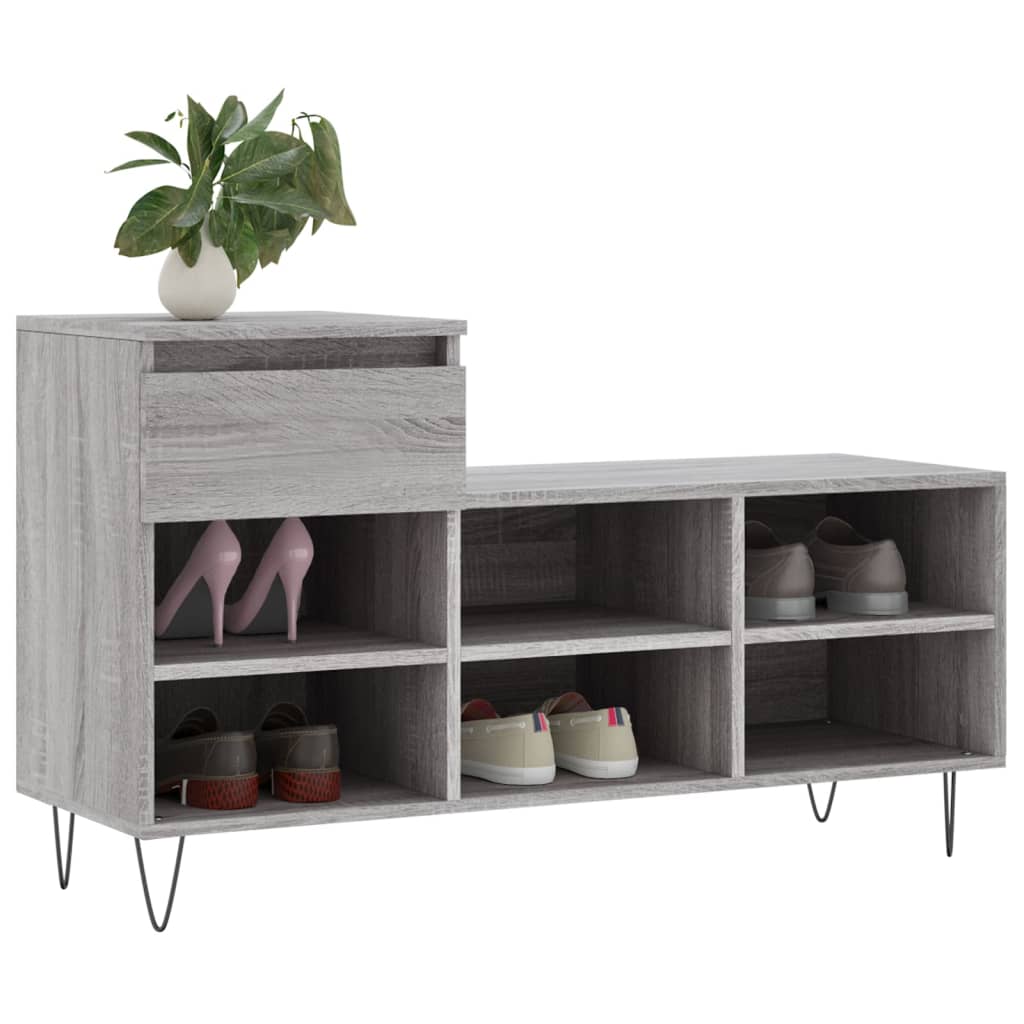 szürke sonoma színű szerelt fa cipősszekrény 102x36x60 cm