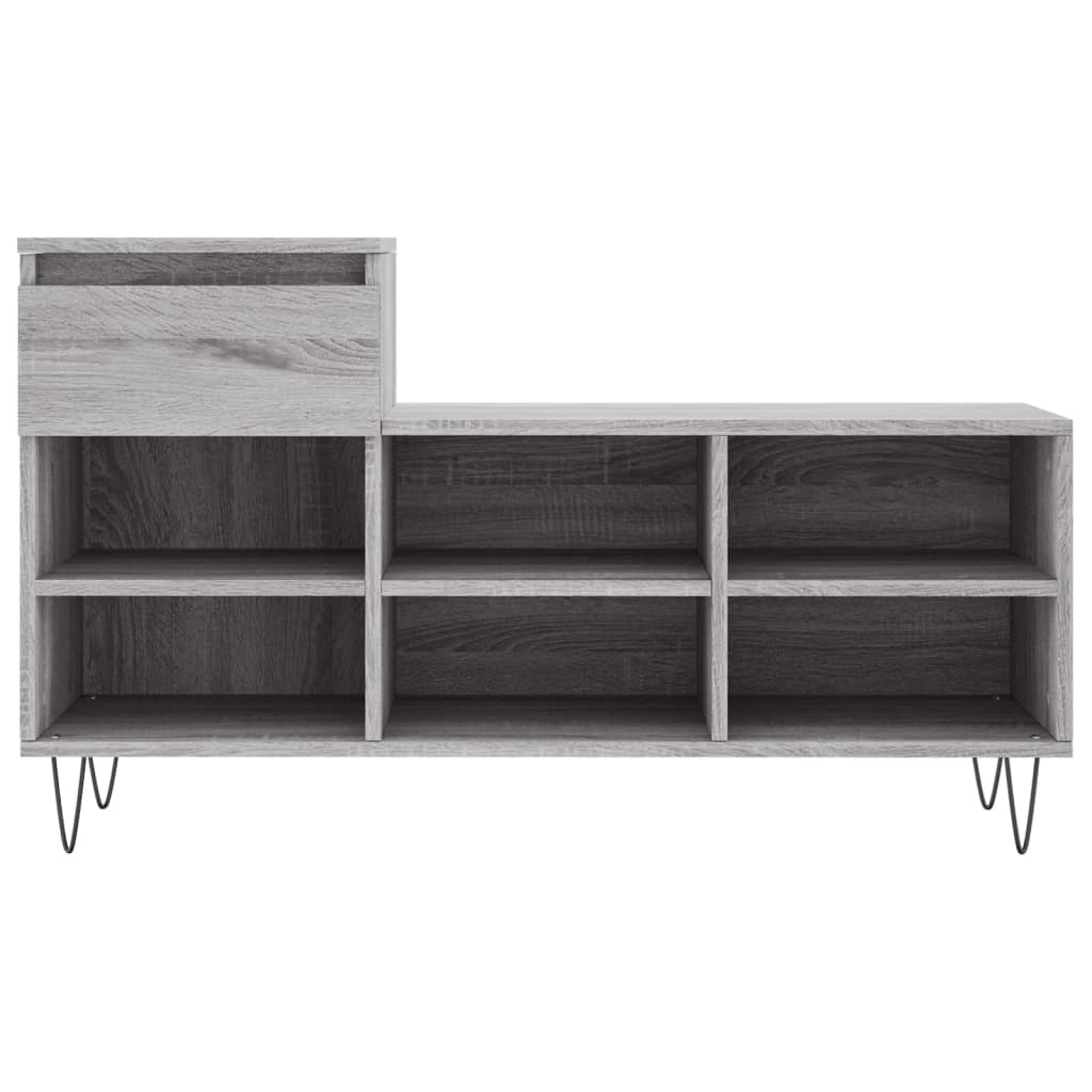 szürke sonoma színű szerelt fa cipősszekrény 102x36x60 cm