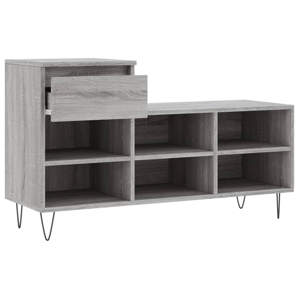 szürke sonoma színű szerelt fa cipősszekrény 102x36x60 cm