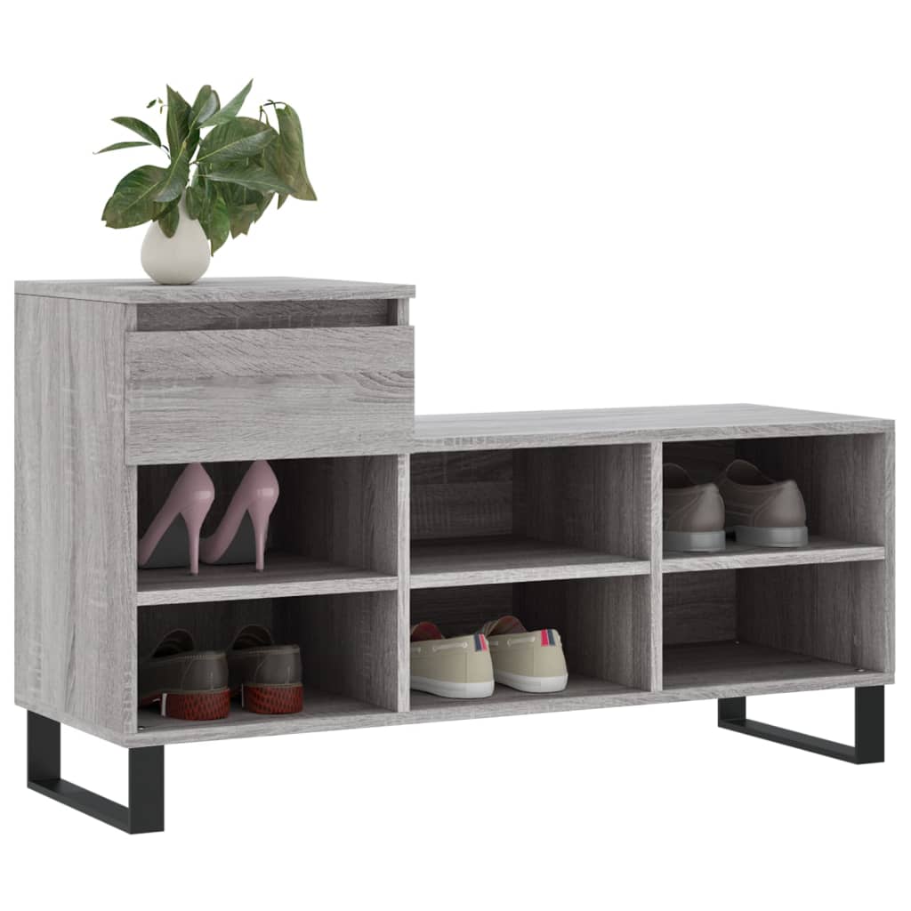 szürke sonoma színű szerelt fa cipősszekrény 102x36x60 cm