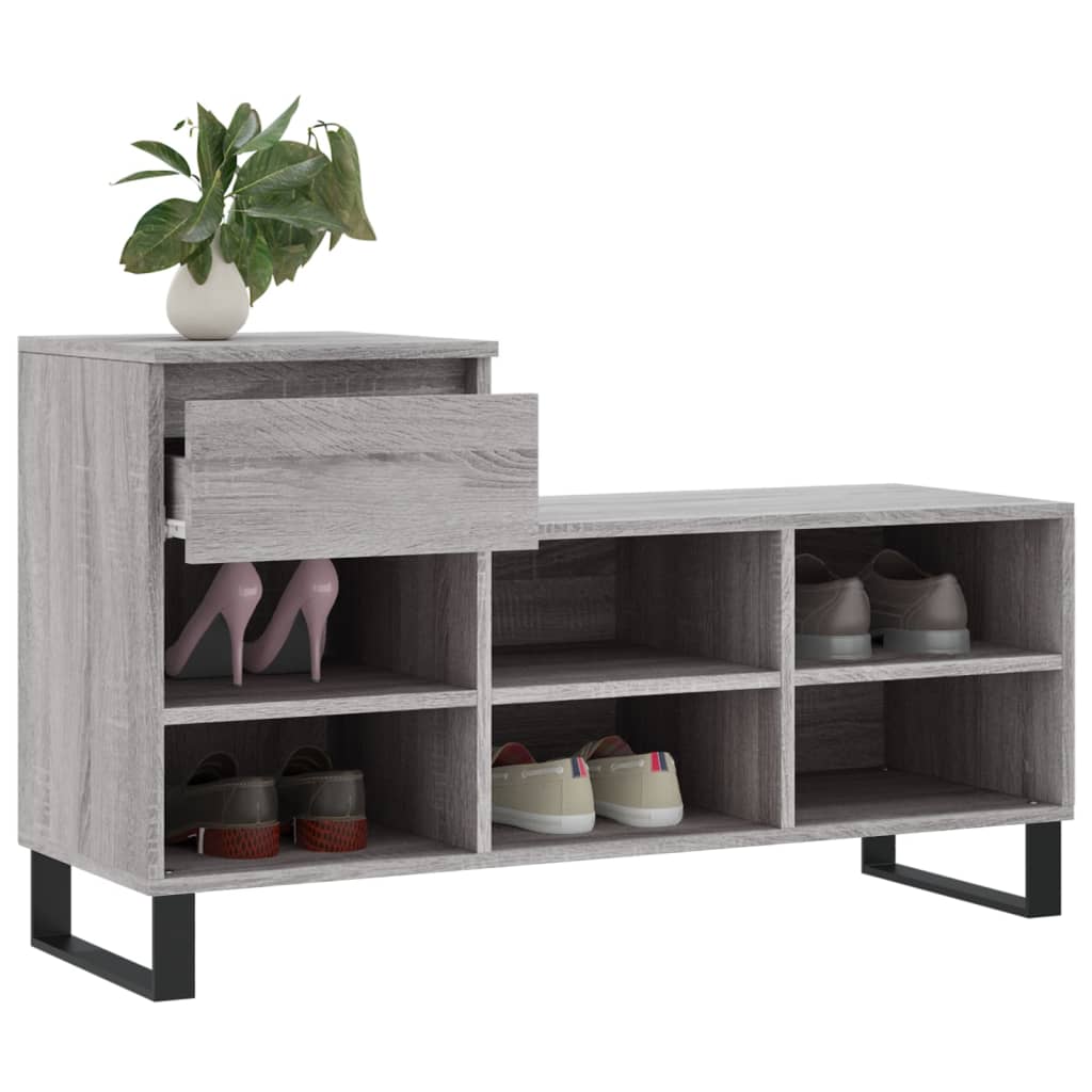 szürke sonoma színű szerelt fa cipősszekrény 102x36x60 cm