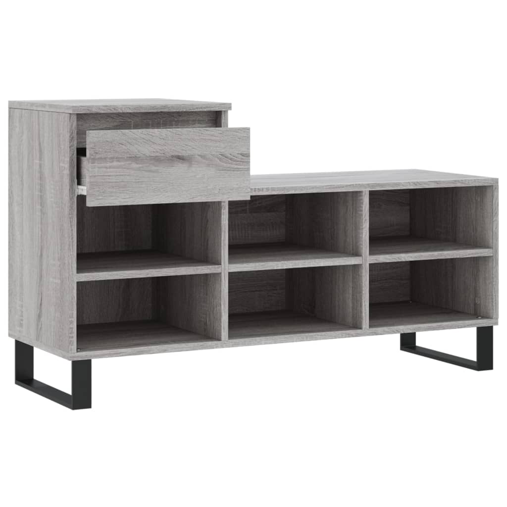 szürke sonoma színű szerelt fa cipősszekrény 102x36x60 cm