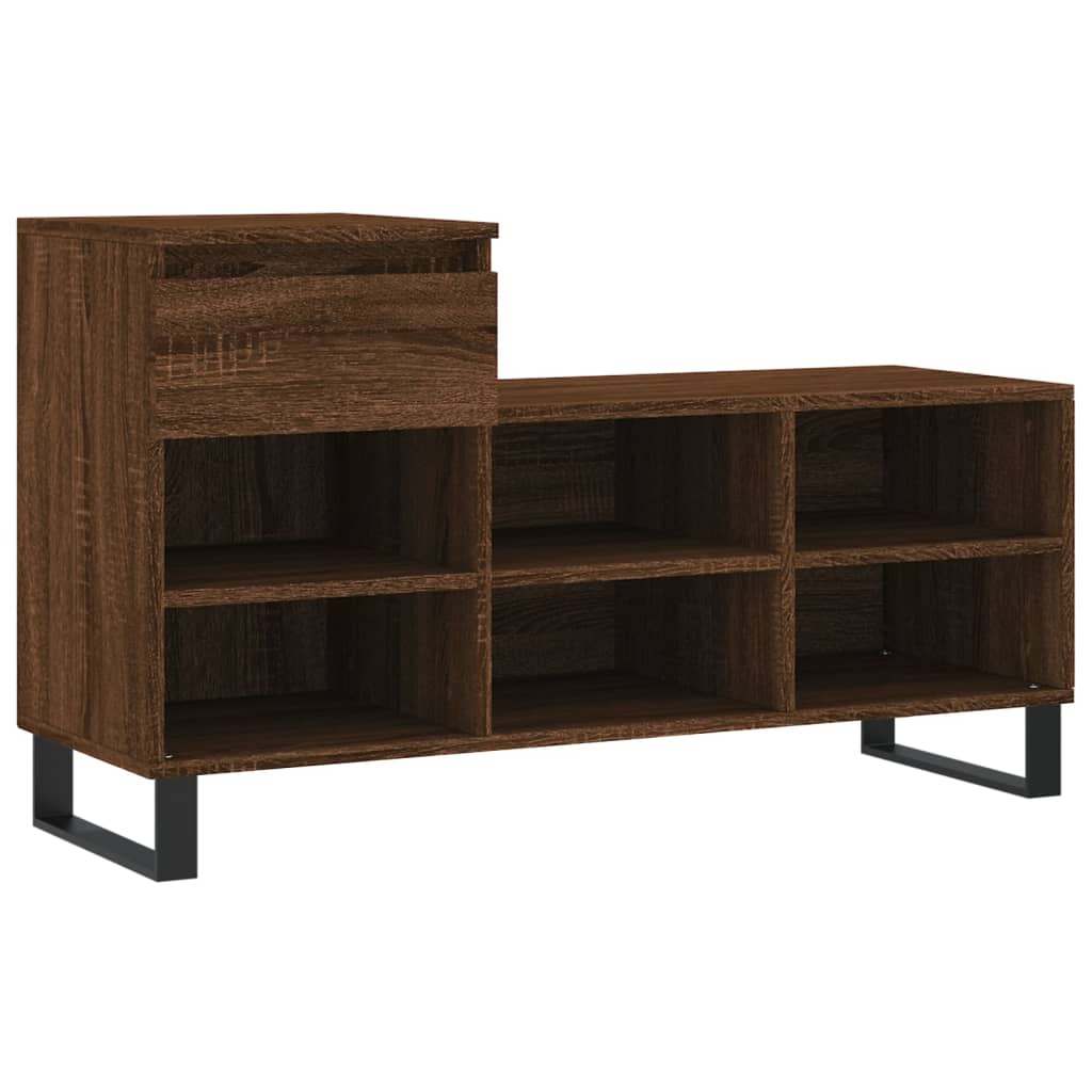 barna tölgyszínű szerelt fa cipősszekrény 102x36x60 cm
