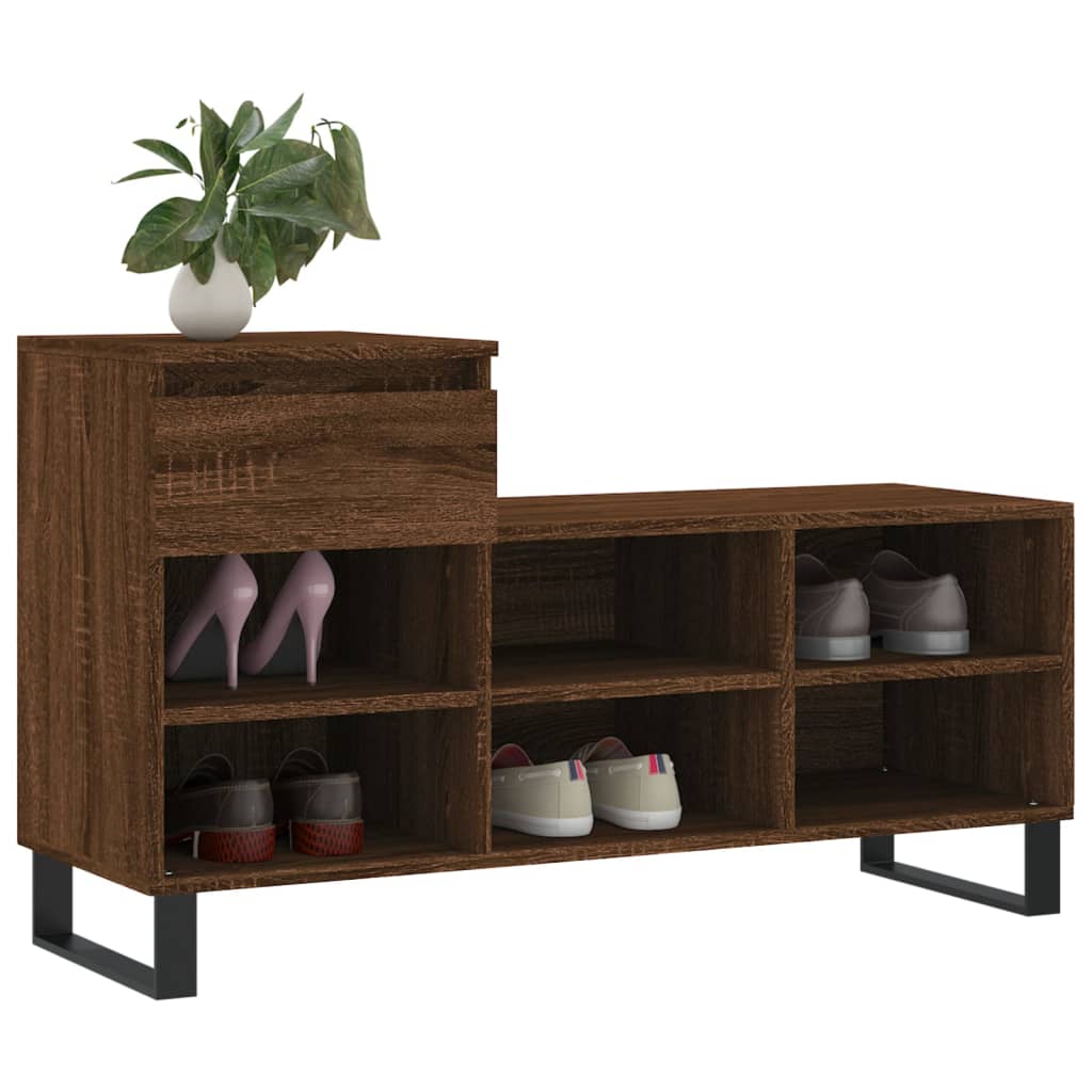 barna tölgyszínű szerelt fa cipősszekrény 102x36x60 cm