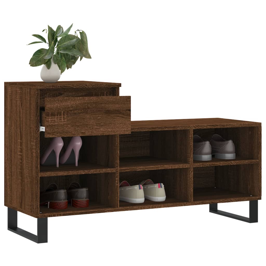 barna tölgyszínű szerelt fa cipősszekrény 102x36x60 cm