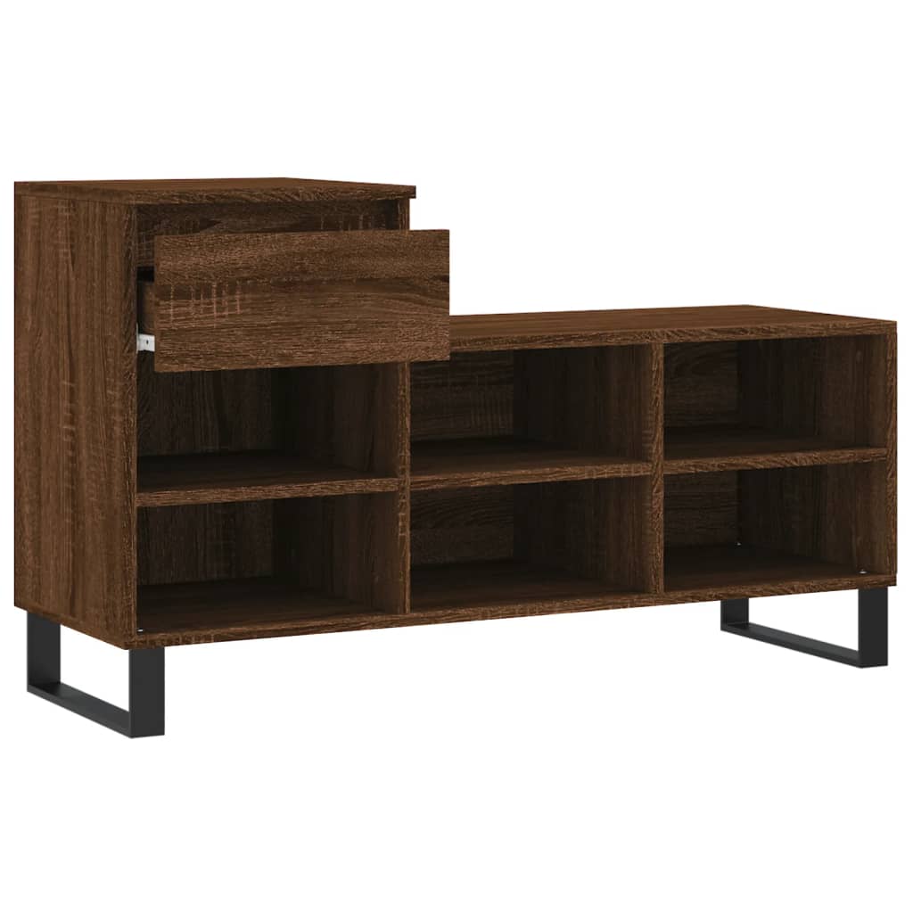 barna tölgyszínű szerelt fa cipősszekrény 102x36x60 cm