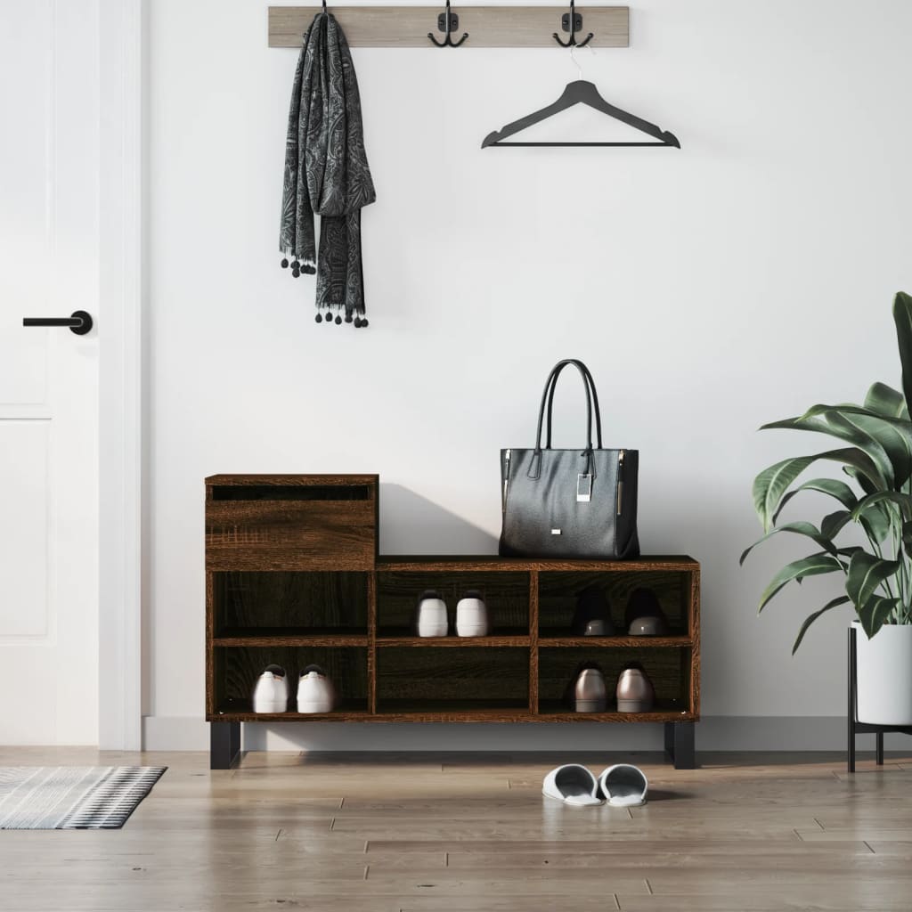 barna tölgyszínű szerelt fa cipősszekrény 102x36x60 cm
