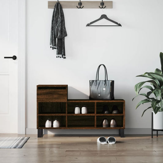 barna tölgyszínű szerelt fa cipősszekrény 102x36x60 cm