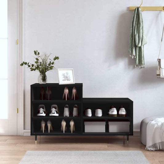 fekete szerelt fa cipősszekrény 102x36x60 cm