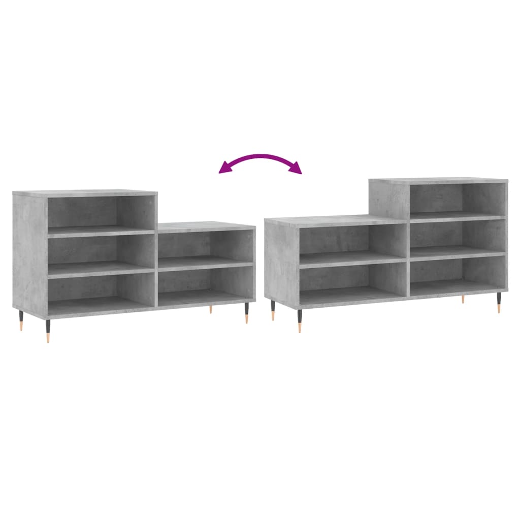 betonszürke szerelt fa cipőszekrény 102x36x60 cm