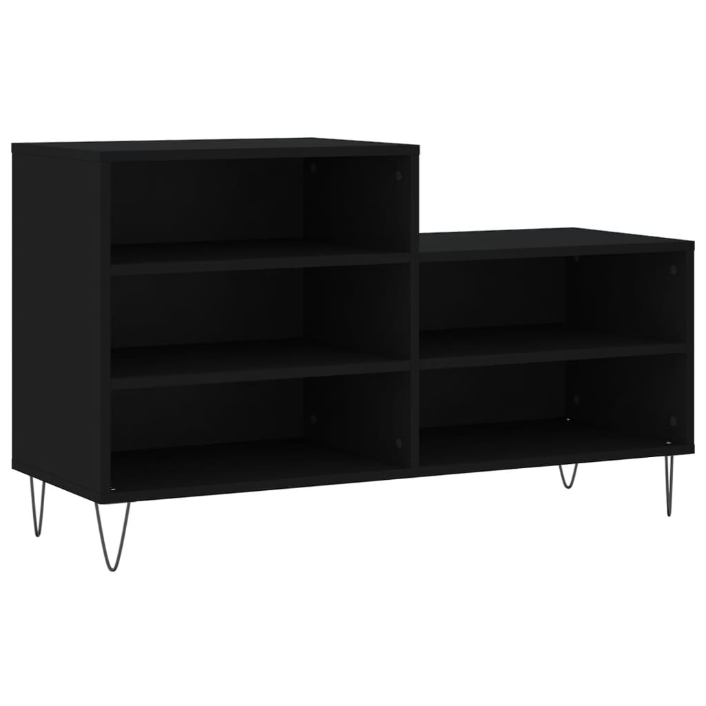 fekete szerelt fa cipősszekrény 102x36x60 cm