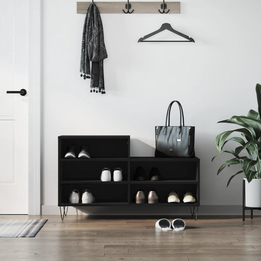 fekete szerelt fa cipősszekrény 102x36x60 cm