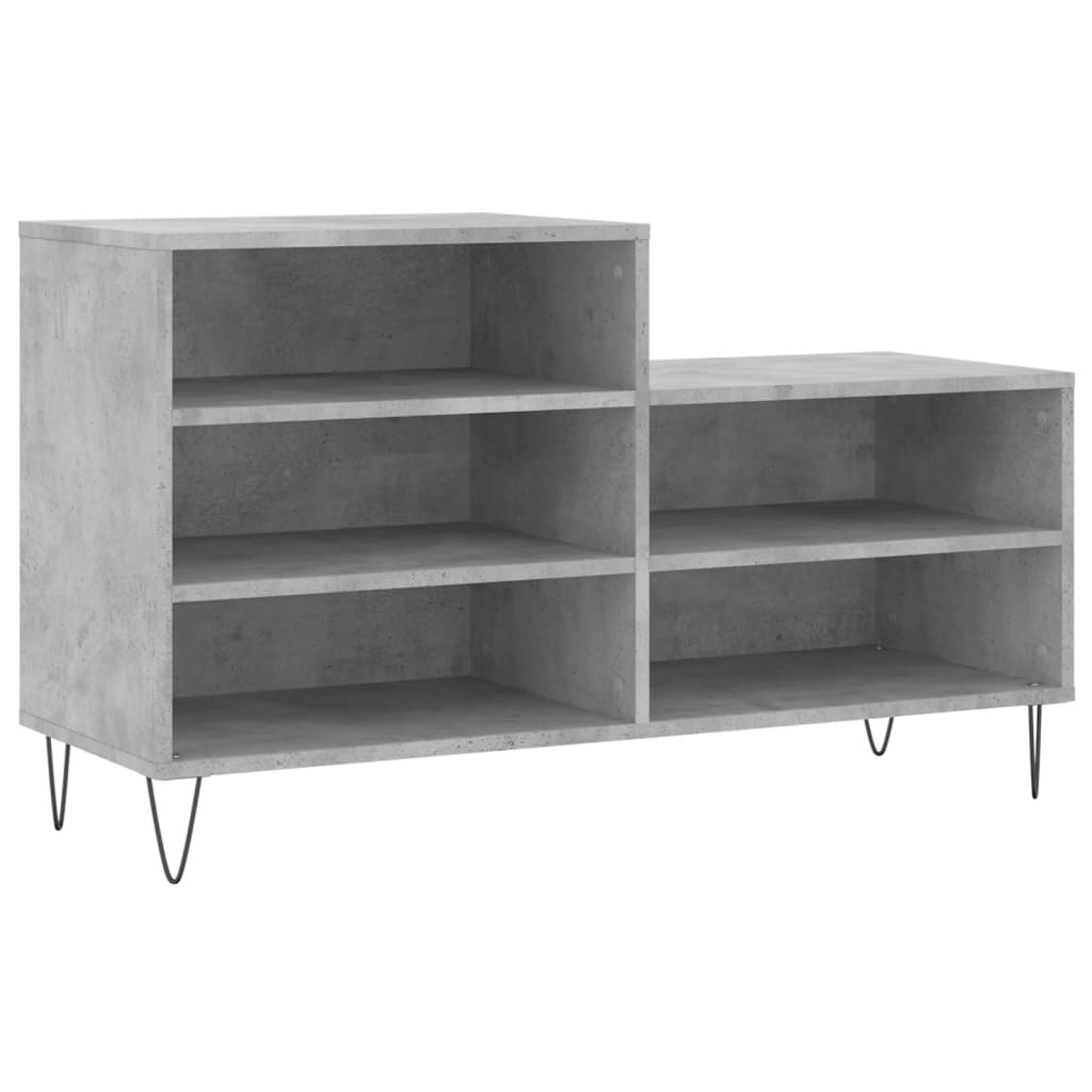 betonszürke szerelt fa cipőszekrény 102x36x60 cm