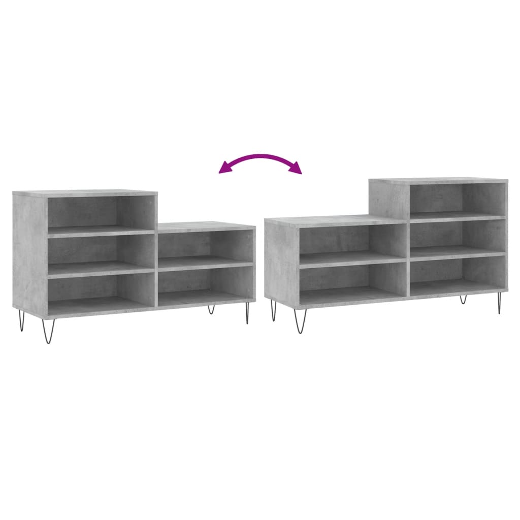 betonszürke szerelt fa cipőszekrény 102x36x60 cm