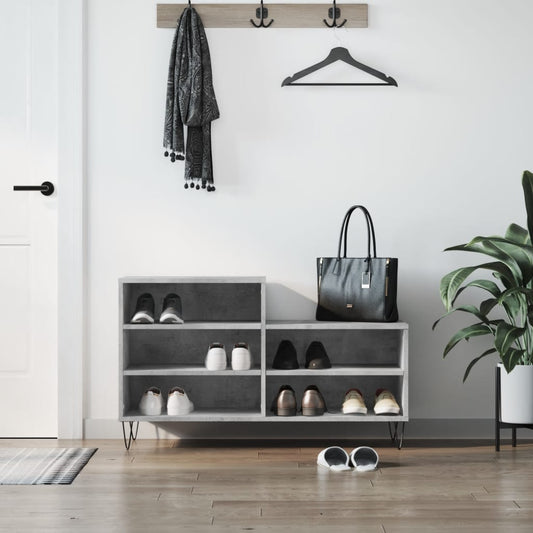 betonszürke szerelt fa cipőszekrény 102x36x60 cm