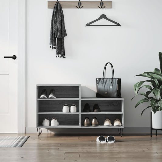 szürke sonoma színű szerelt fa cipősszekrény 102x36x60 cm