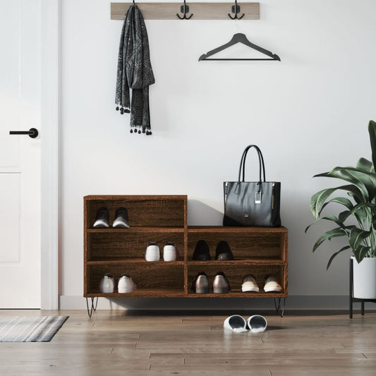 barna tölgyszínű szerelt fa cipősszekrény 102x36x60 cm