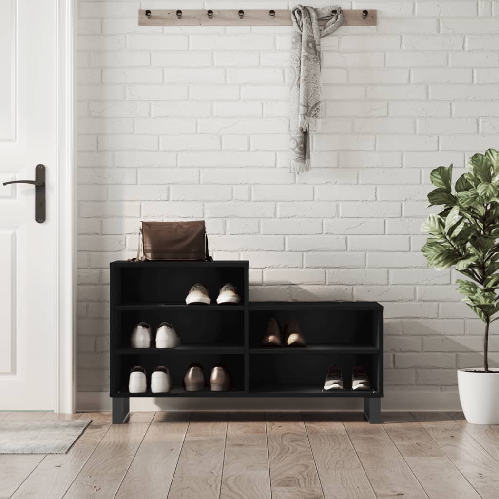 fekete szerelt fa cipősszekrény 102x36x60 cm