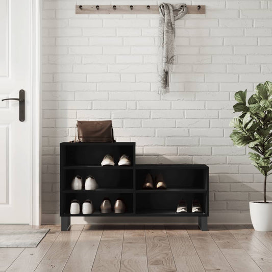 fekete szerelt fa cipősszekrény 102x36x60 cm