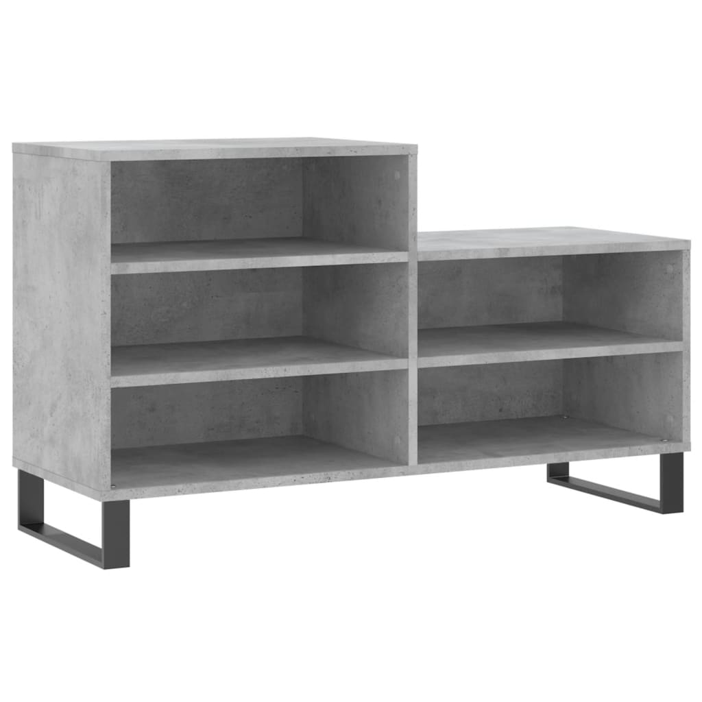 betonszürke szerelt fa cipőszekrény 102x36x60 cm