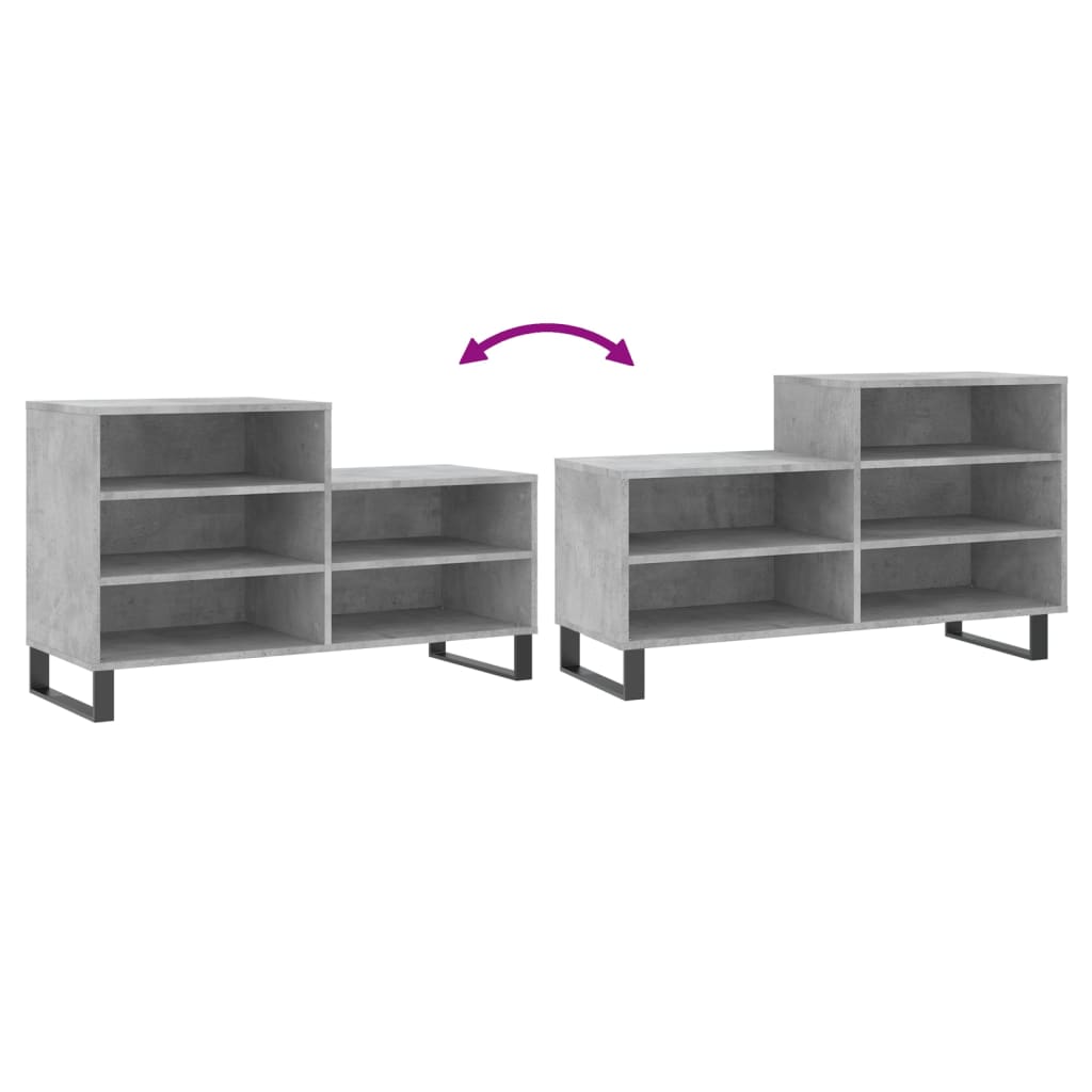 betonszürke szerelt fa cipőszekrény 102x36x60 cm