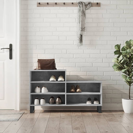 betonszürke szerelt fa cipőszekrény 102x36x60 cm