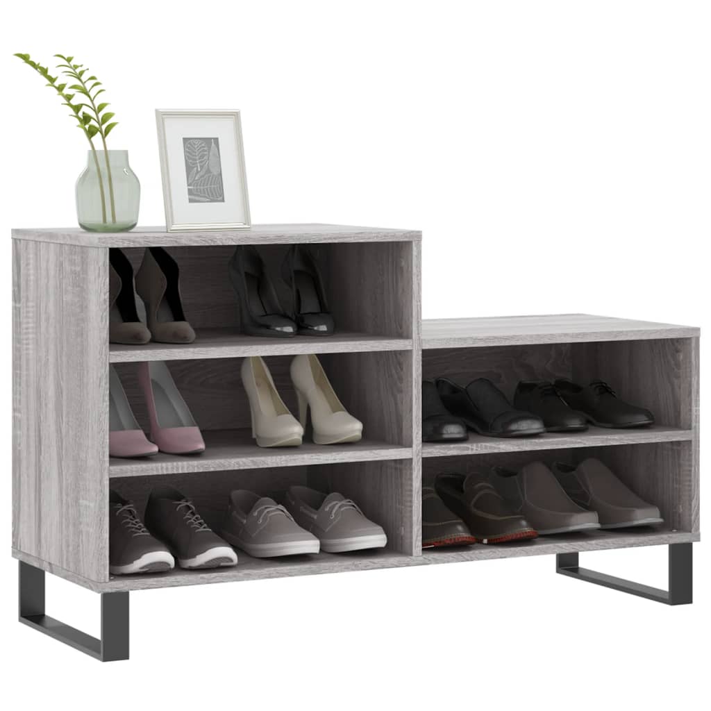 szürke sonoma színű szerelt fa cipősszekrény 102x36x60 cm