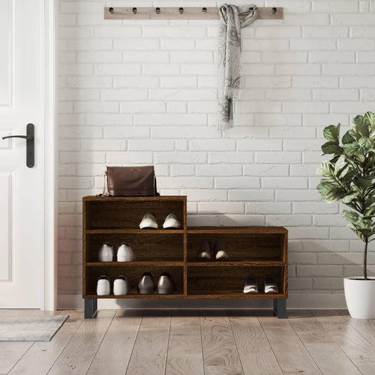 barna tölgyszínű szerelt fa cipősszekrény 102x36x60 cm