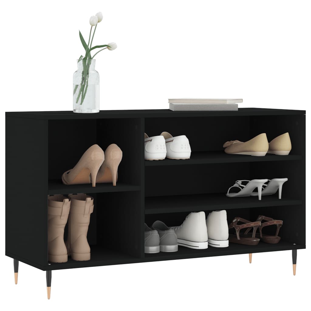 fekete szerelt fa cipősszekrény 102x36x60 cm