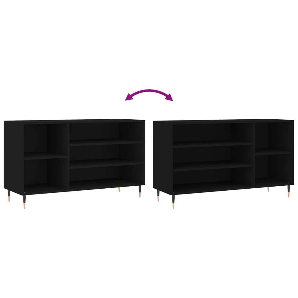 fekete szerelt fa cipősszekrény 102x36x60 cm
