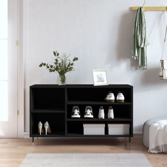 fekete szerelt fa cipősszekrény 102x36x60 cm