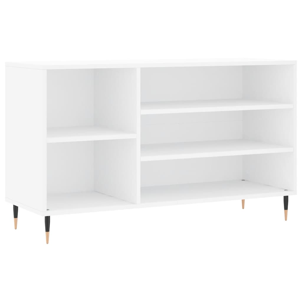 magasfényű fehér szerelt fa cipősszekrény 102x36x60 cm