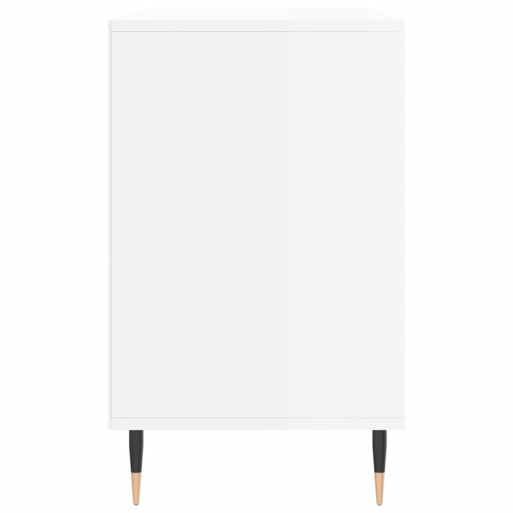 magasfényű fehér szerelt fa cipősszekrény 102x36x60 cm
