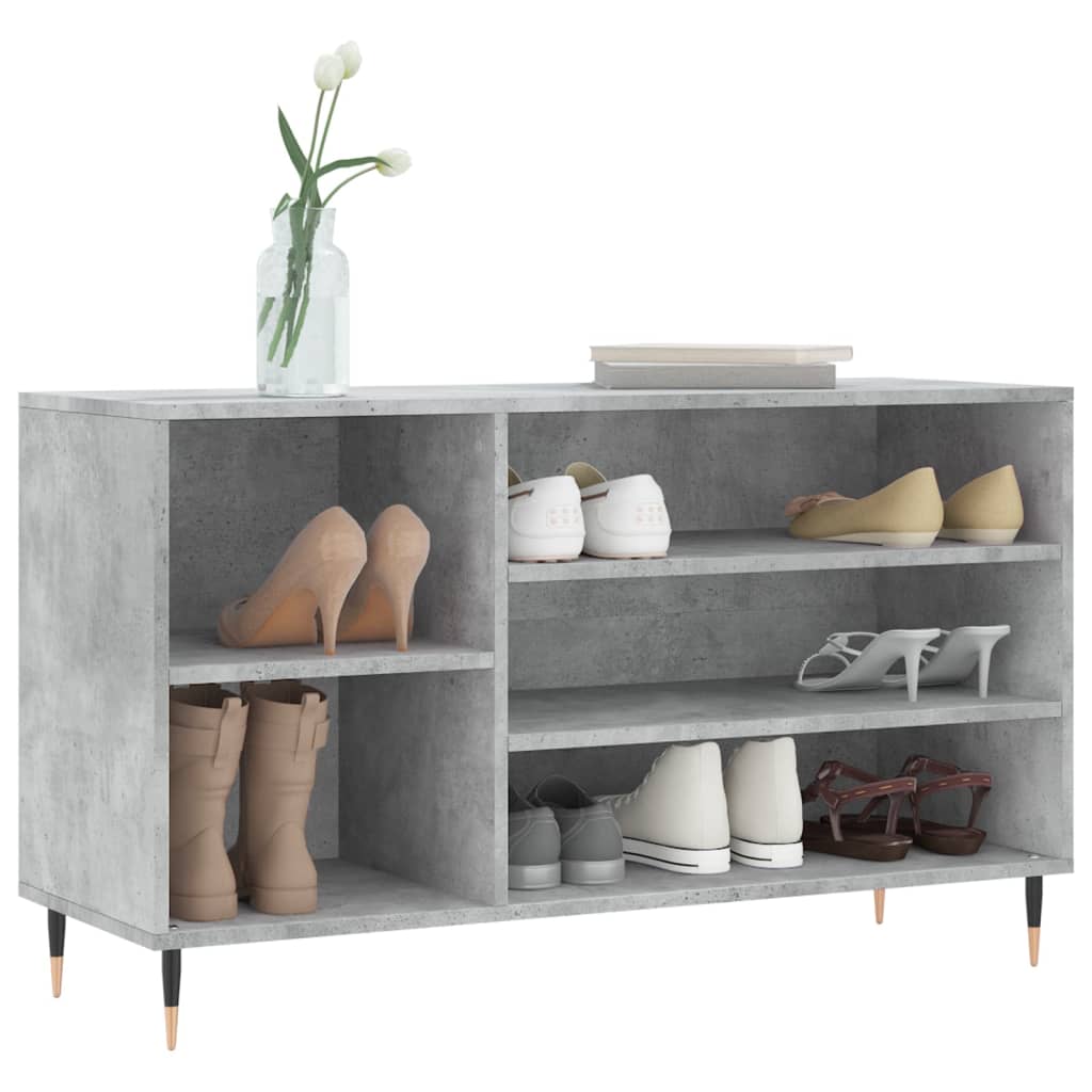 betonszürke szerelt fa cipőszekrény 102x36x60 cm