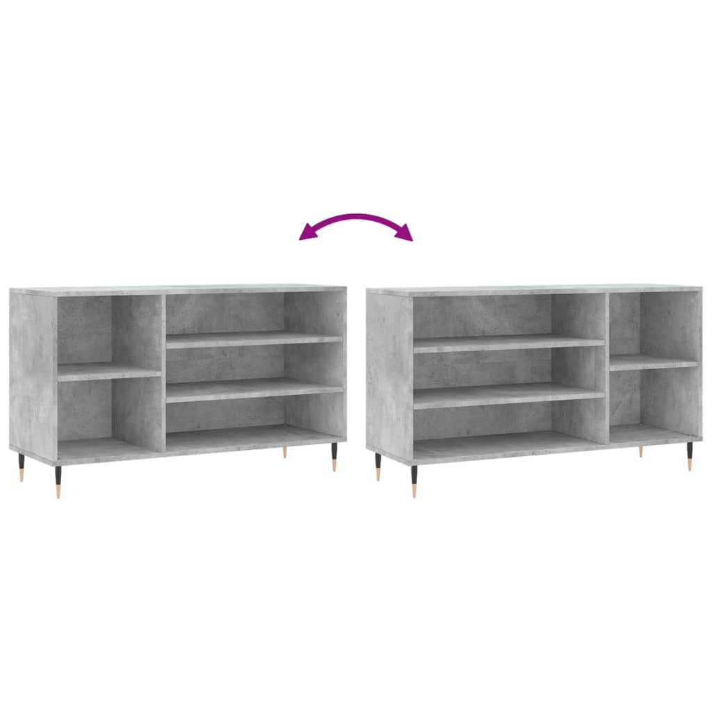 betonszürke szerelt fa cipőszekrény 102x36x60 cm