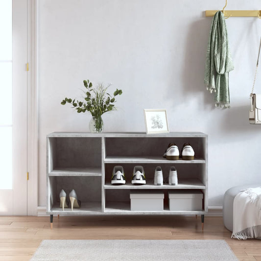 betonszürke szerelt fa cipőszekrény 102x36x60 cm