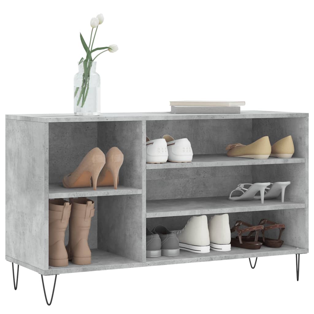 betonszürke szerelt fa cipőszekrény 102x36x60 cm