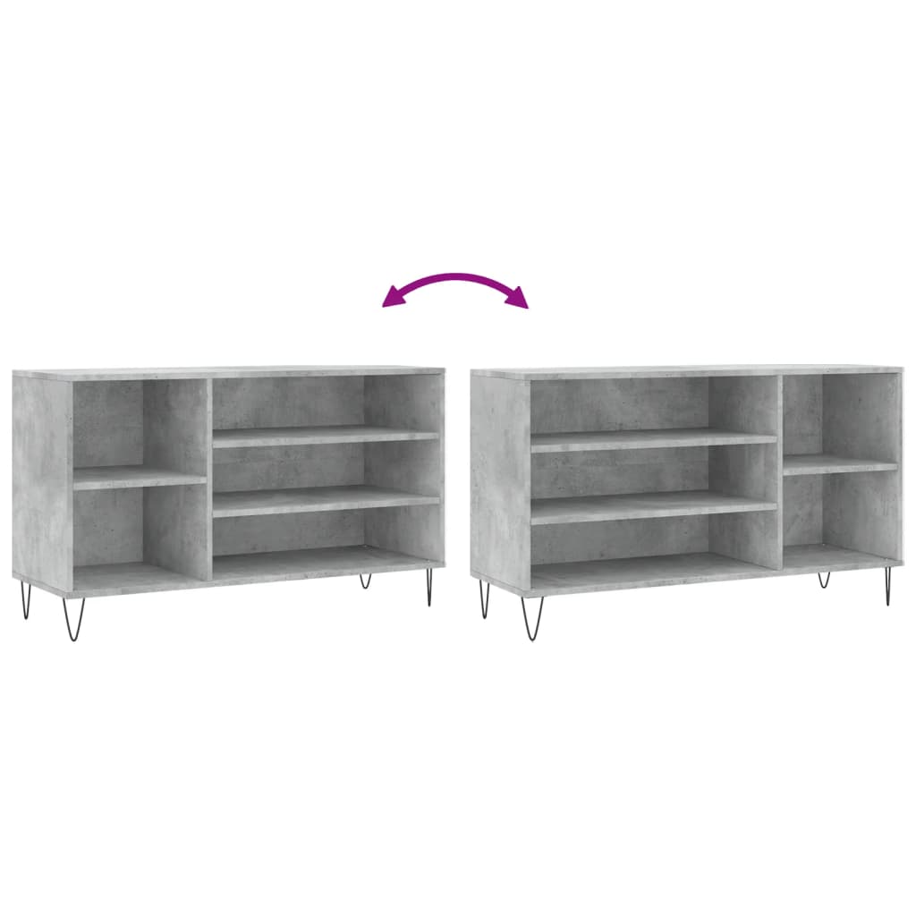 betonszürke szerelt fa cipőszekrény 102x36x60 cm