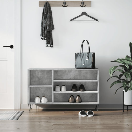 betonszürke szerelt fa cipőszekrény 102x36x60 cm