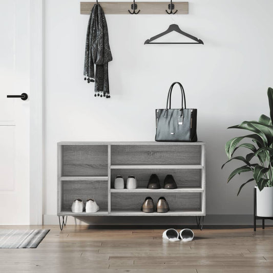 szürke sonoma színű szerelt fa cipősszekrény 102x36x60 cm