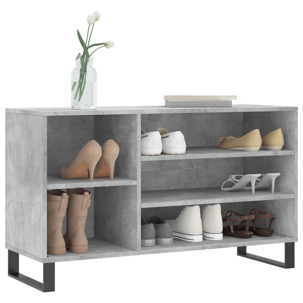 betonszürke szerelt fa cipőszekrény 102x36x60 cm
