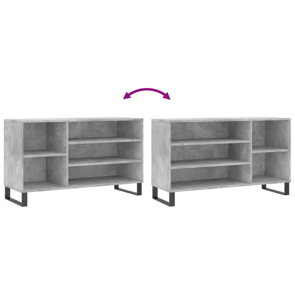betonszürke szerelt fa cipőszekrény 102x36x60 cm