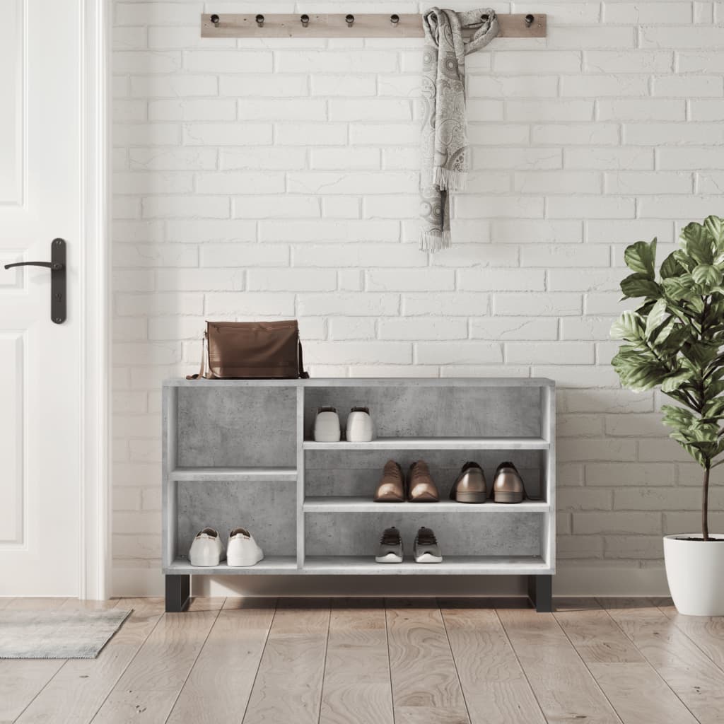 betonszürke szerelt fa cipőszekrény 102x36x60 cm