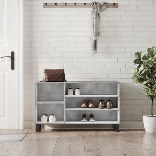 betonszürke szerelt fa cipőszekrény 102x36x60 cm
