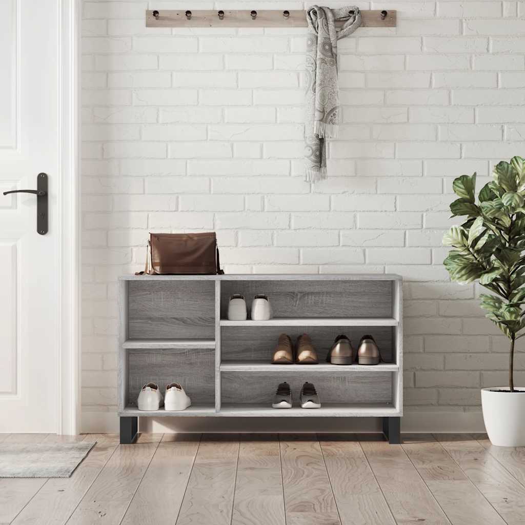 szürke sonoma színű szerelt fa cipősszekrény 102x36x60 cm