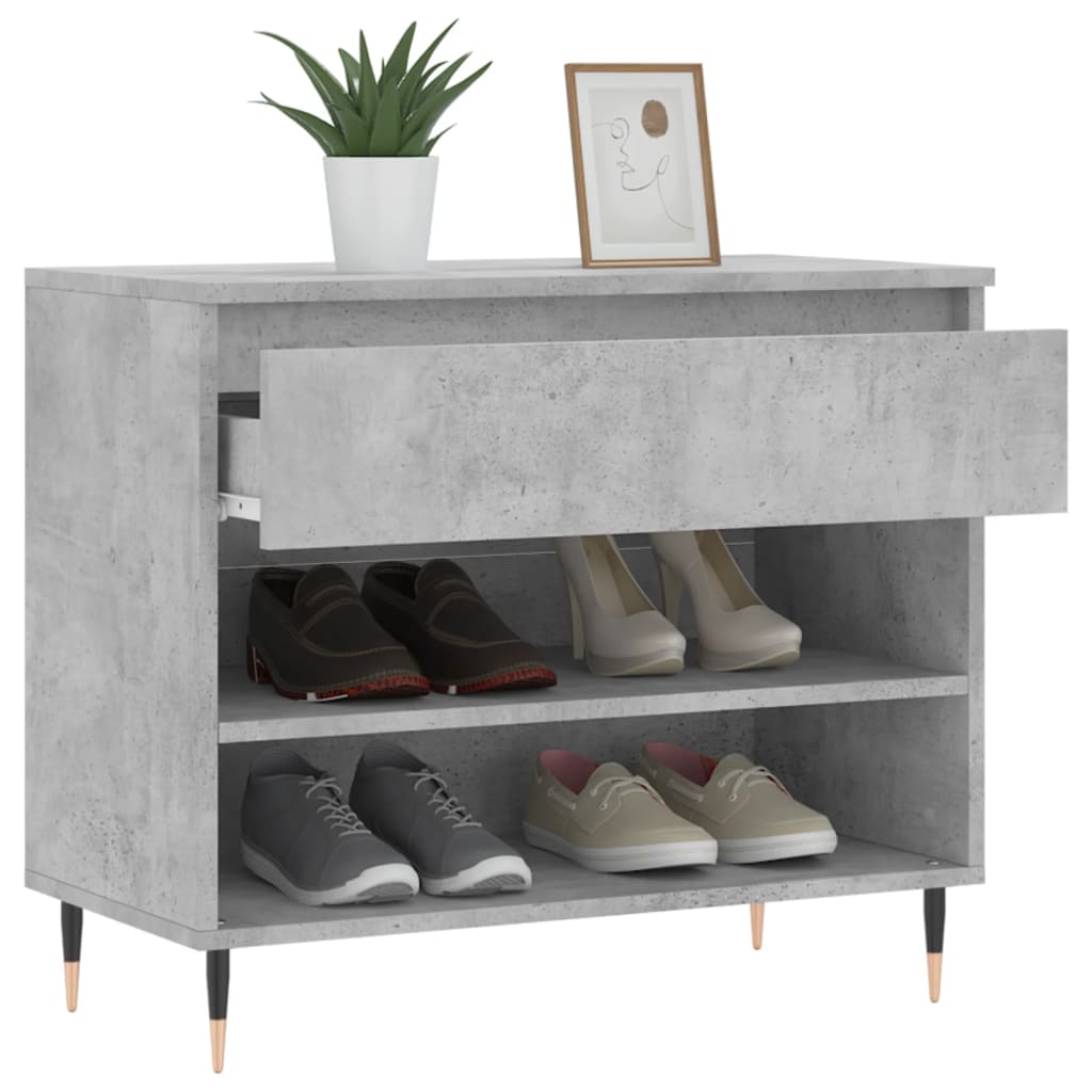betonszürke szerelt fa cipőszekrény 70x36x60 cm