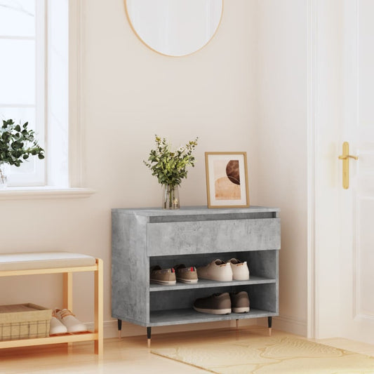 betonszürke szerelt fa cipőszekrény 70x36x60 cm